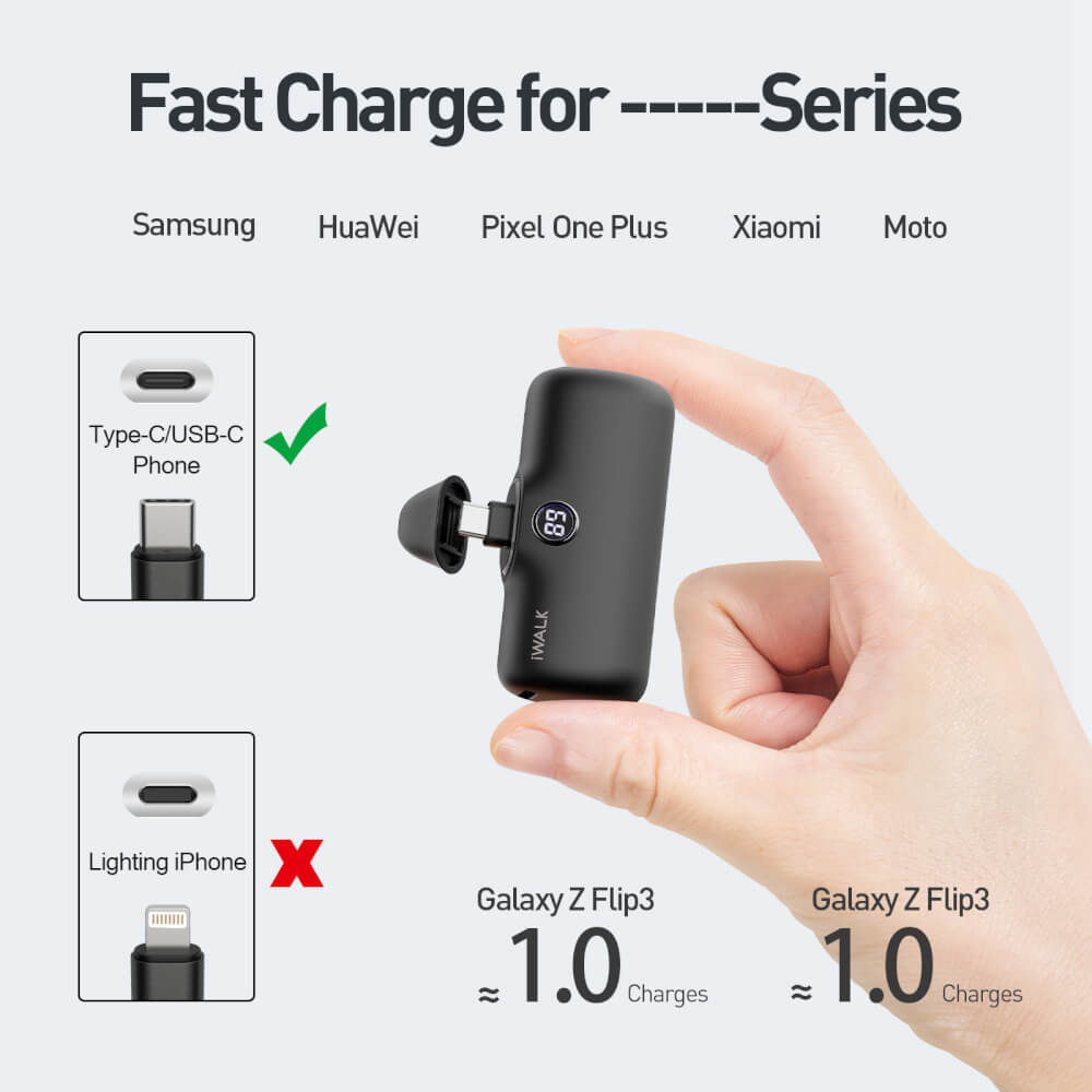 แบตเตอร์รี่สำรอง IWALK LINKPOD PRO 4800 MAH หัวชาร์จไร้สาย หัว TYPEC สี BLACK